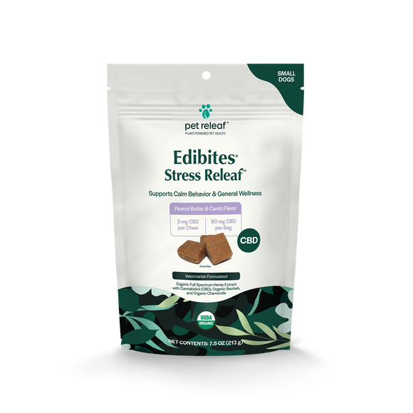 Pet Releaf  7.5 oz Stress Releaf Peanut Butter & Carob Edibites CBD Soft Chew 3 mg/Chew for Small Breeds