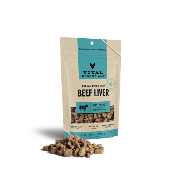 Vital Essentials Freeze Dried Raw Beef Liver 2.1 oz Dog Treats