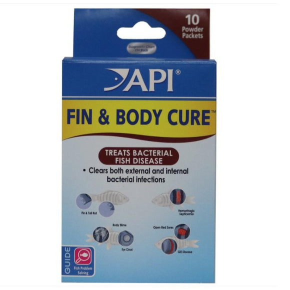 API FIN & BODY CURE - Anti-Bacterial Treatment fish disease 10 pack powder 17P 317163160176