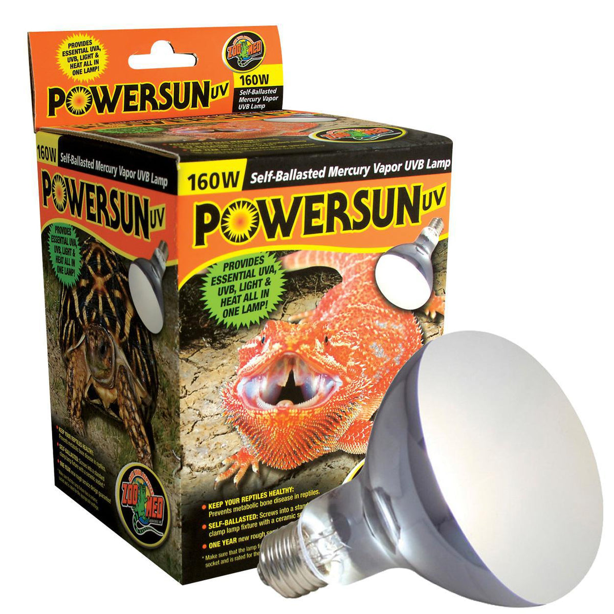 All In One Reptile Light Zoo Med PowerSun UV Self-Ballasted