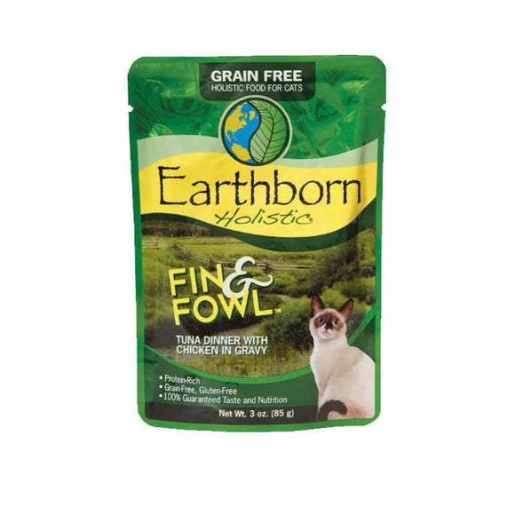034846715538 Earthborn Holistic Fin & Fowl Grain-Free Moist Cat Pouch 3 oz