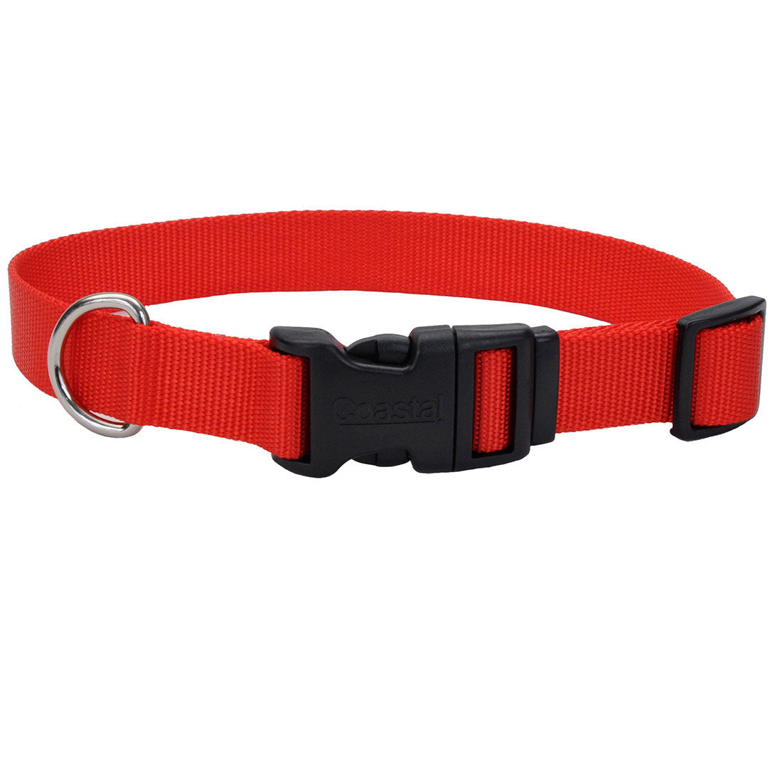 Coastal Adjustable Dog Collar with Plastic Buckle Red