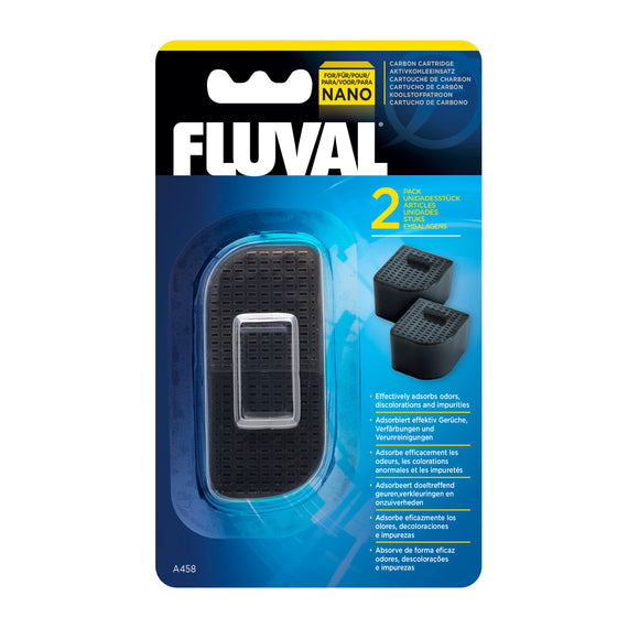 015561104586 A458 Fluval Nano FIlter carbon charcoal cartridges inserts 2 pack