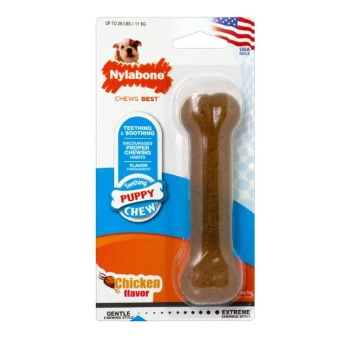Nylabone Teething Puppy Chew Chicken Flavor Bone Toy