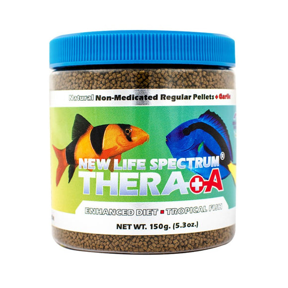 new life spectrum thera+a thera plus + a enhanced natural tropical fish diet pellets 150g 5.3 oz regular 1mm 1.5mm 817987022143 702214