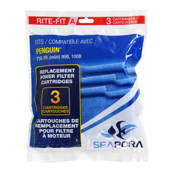 Rite-Fit A Cartridges, Penguin Power Filters 75B 99 (mini) 99B 100B - 3 Pack