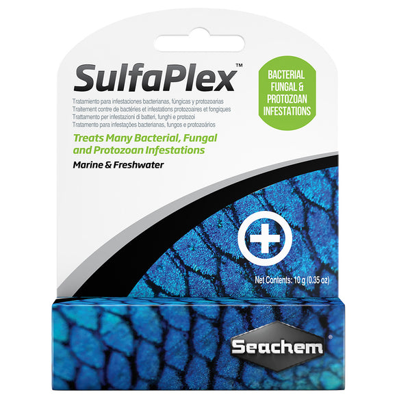 Seachem sulfaplex sulfa plex bacterial fungal protozoan med medication fish aquarium tropical 000116084208 0842 5gm 5 g gram