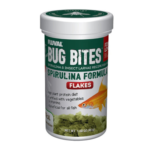 Fluval Bug Bites Spirulina Formula Flakes A7355 veggie vegetable algae livebearer  015561173551