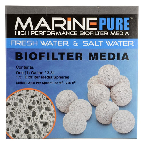 MARINEPURE Ceramic High Performance Biofilter Media - 1.5 Spheres 857246002011 900100 4 quarts four qt large box balls round 1 gallon gal