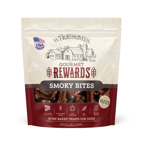 Wholesomes Gourmet Rewards Smoky Bites Biscuits - Bacon Dog Treats 3 lb