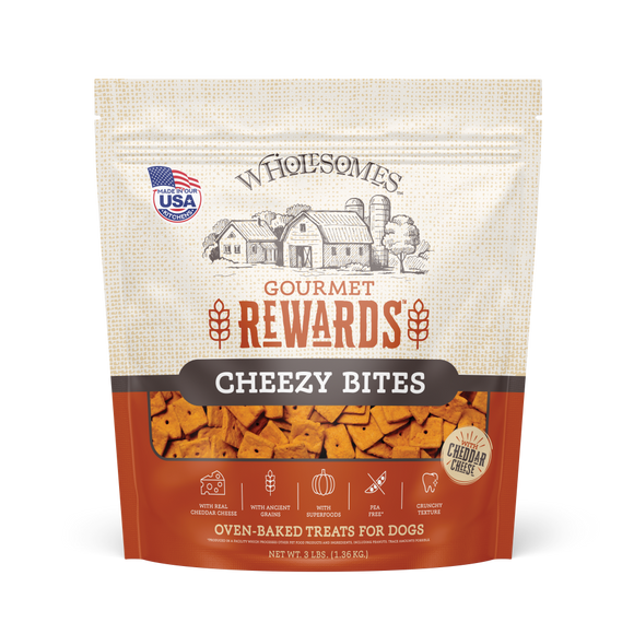 Wholesomes Gourmet Rewards Cheezy Bites Biscuits - Cheddar Cheese Dog Treats 3 lb