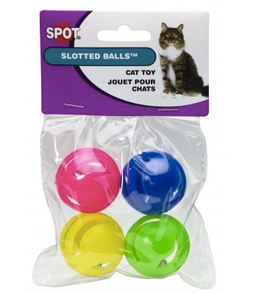 spot ethical pet slotted balls cat toy with bell 077234028483