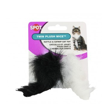 spot ethical pet twin plush mice black and white cat toy 077234029138