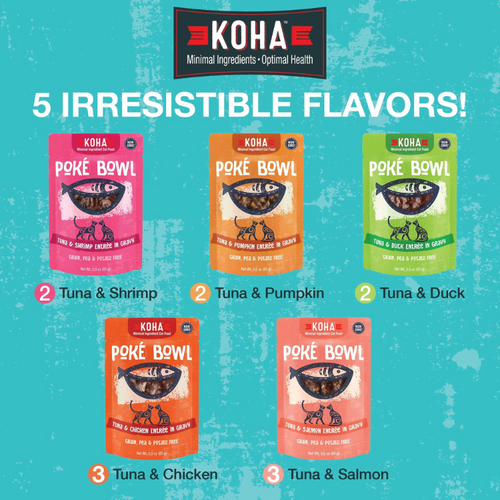 KOHA Tuna Variety 12 Pack Poke Bowl - 3 oz Cat Food Pouches