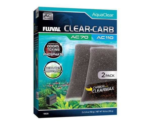 Fluval AquaClear 70 & 110 Power Filter AC70 AC110 Clear-Carb Filter Insert 2 Pack