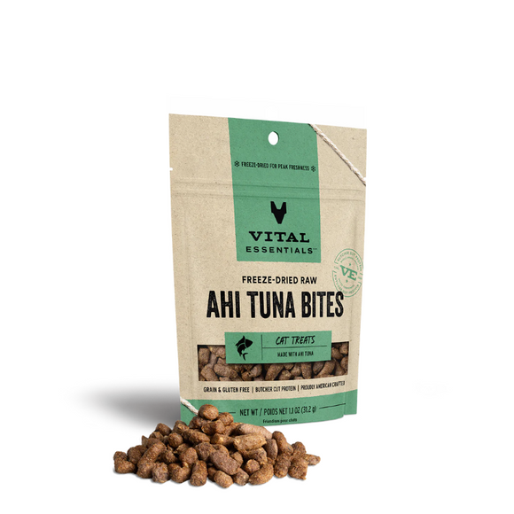 vital essentials cat treats freeze dried raw ahi tuna bites grain gluten free 840199694006
