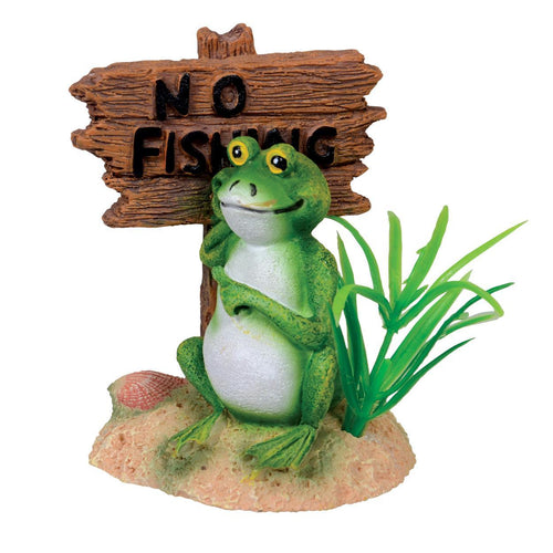 Ornament Frog with No Fishing Sign