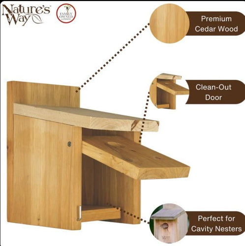 Cedar Box Wren House with Clean-Out Door