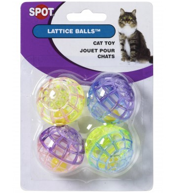 SPOT Lattice Balls with Bells Cat Toy 4 Pack