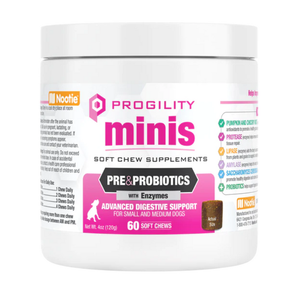 Nootie Progility Mini Pre & Probiotics with Enzymes Soft Chews for Dogs - 60 Count