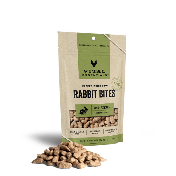 Vital Essentials Freeze Dried Raw Rabbit Bites 2 oz Dog Treats