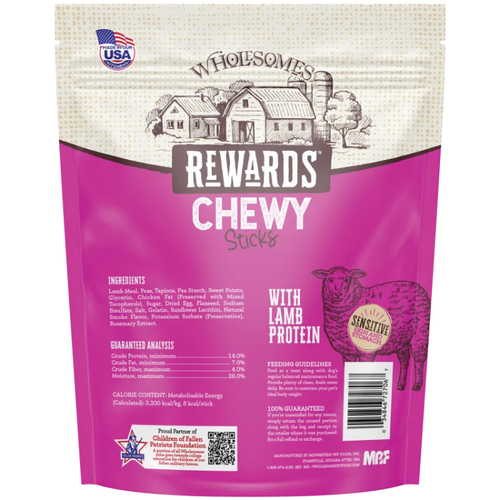 Wholesomes Rewards Chewy Lamb Sticks Dog Treats 25 oz