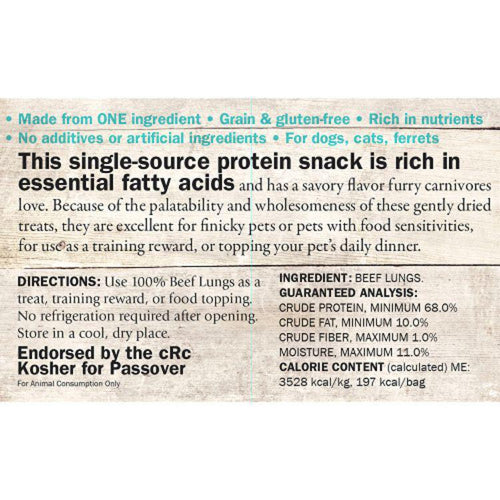 Evanger's Gently Dried Beef Lung Dog & Cat Treats - 2.0 oz