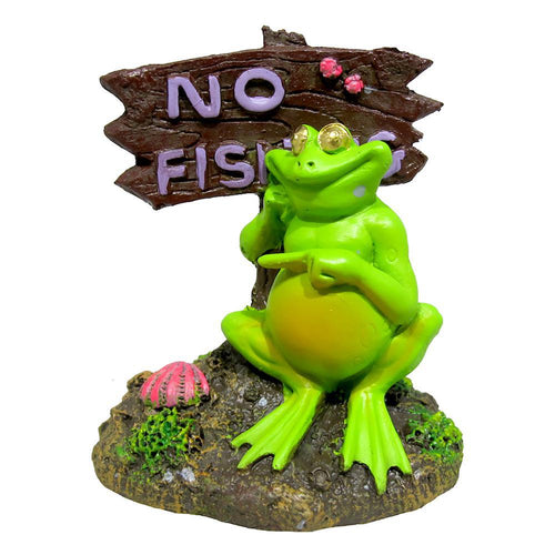 Marina Ornament - Pot Belly Frog with  No Fishing  Sign