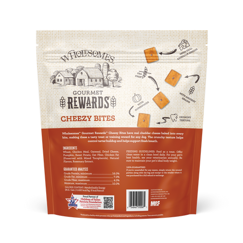 Wholesomes Gourmet Rewards Cheezy Bites Biscuits - Cheddar Cheese Dog Treats 3 lb