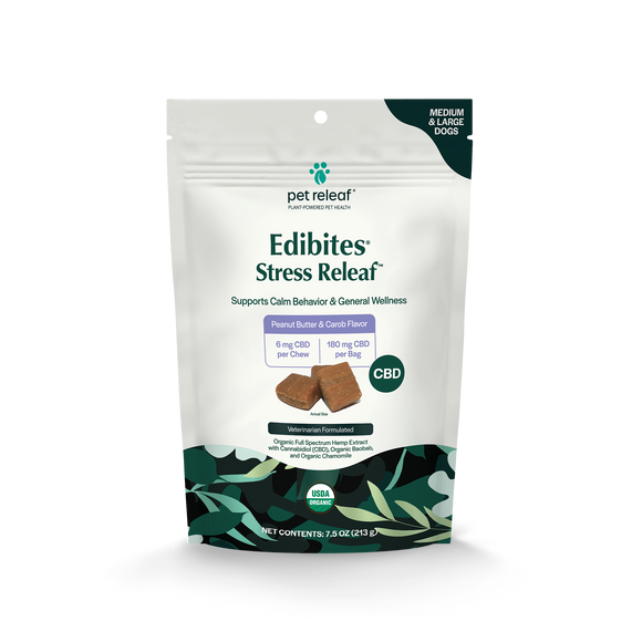 Pet Releaf 12.5 oz Stress Releaf Peanut Butter & Carob Edibites CBD Soft Chew 6 mg/Chew for Medium & Large Breeds