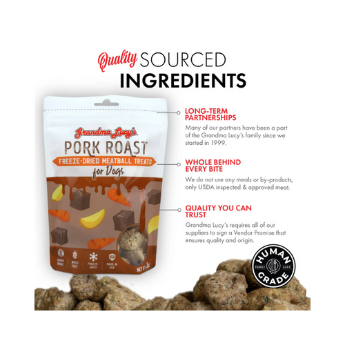 Grandma Lucy's Freeze Dried Pork Roast Meatballs Dog Treats