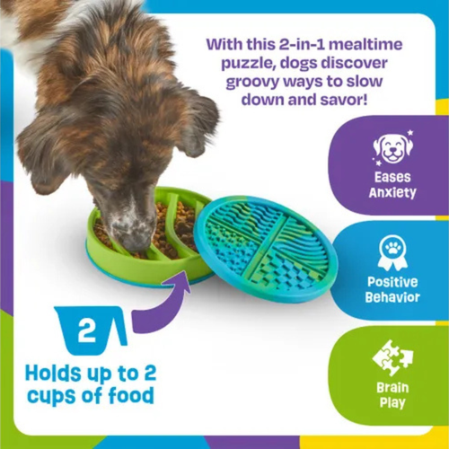 Brightkins Circle 2-in-1 Slow Feeder Bowl & Lick Mat