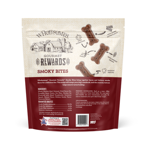 Wholesomes Gourmet Rewards Smoky Bites Biscuits - Bacon Dog Treats 3 lb