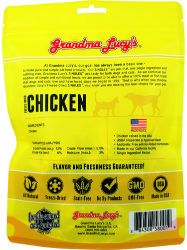 Grandma Lucy's Freeze Dried Chicken 3.5 oz - Single Ingredient