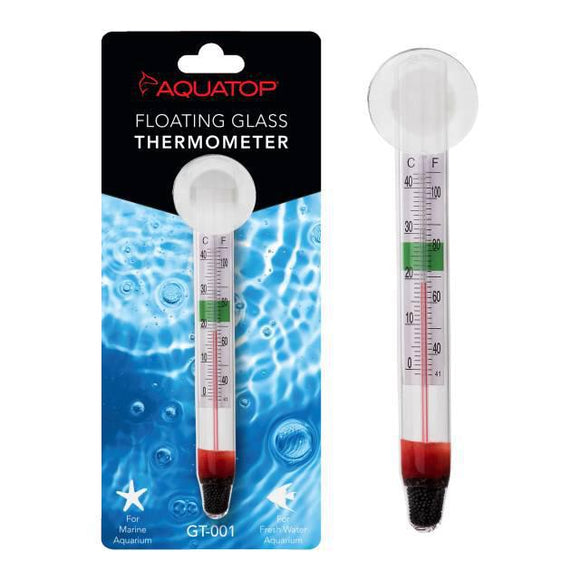 Aquatop Floating Glass Thermometer with Suction Cup Mount 32 - 105° F