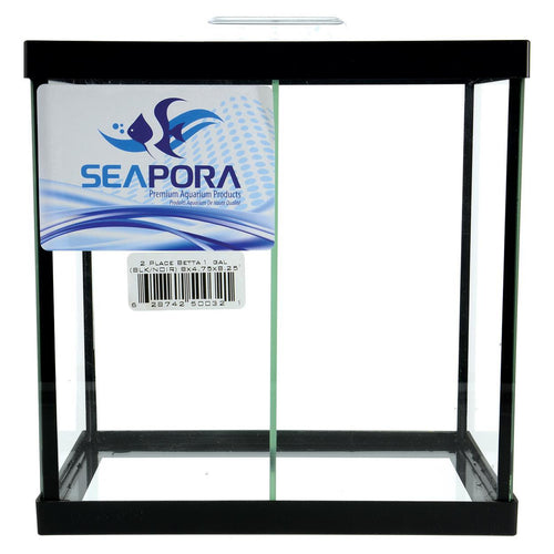 Seapora 1 Gallon Betta Aquarium 2 Divided Compartments