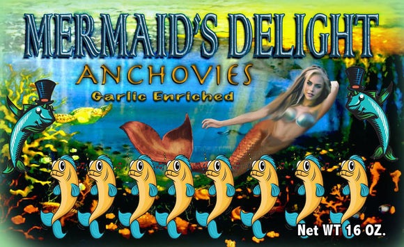 Mermaid's Delight Garlic Enriched Anchovies Premium Frozen Food 16 oz