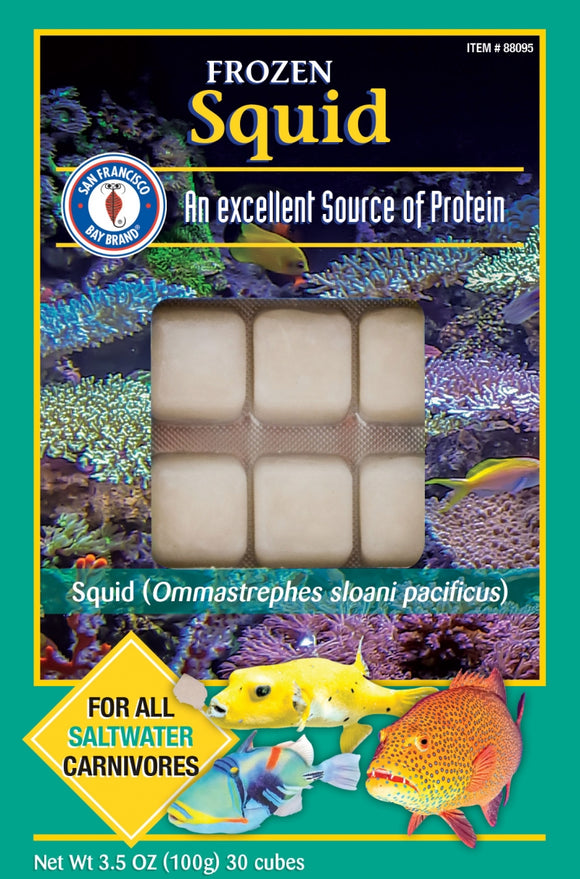 000945880958 88095 SFBB 3.5 oz fish food San Francisco Bay Brand Frozen Squid Cubes