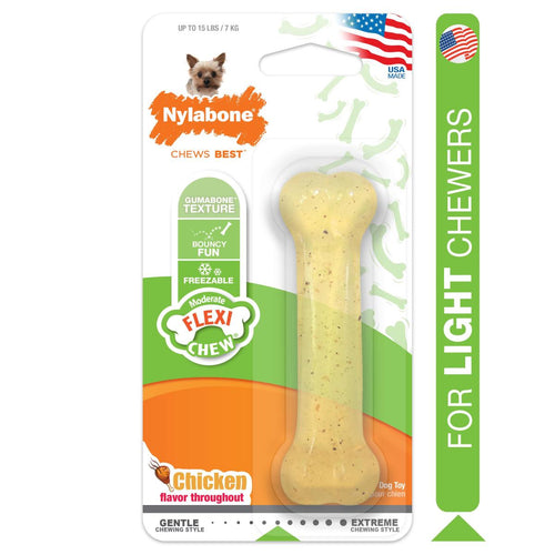 Nylabone Flexi Chew Moderate Chewer Chicken Flavor Bone Toy