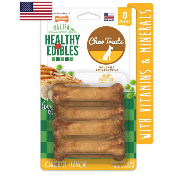 Nylabone Natural Healthy Edibles Chicken Flavored Bone - Petite, 8 Count