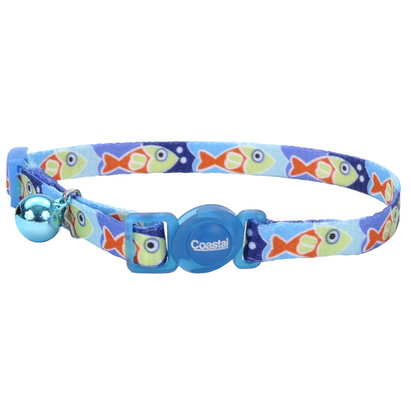 Safe Cat Fashion Adjustable Breakaway Collar with Bell - Blue Fish 076484067501  06701FHB12