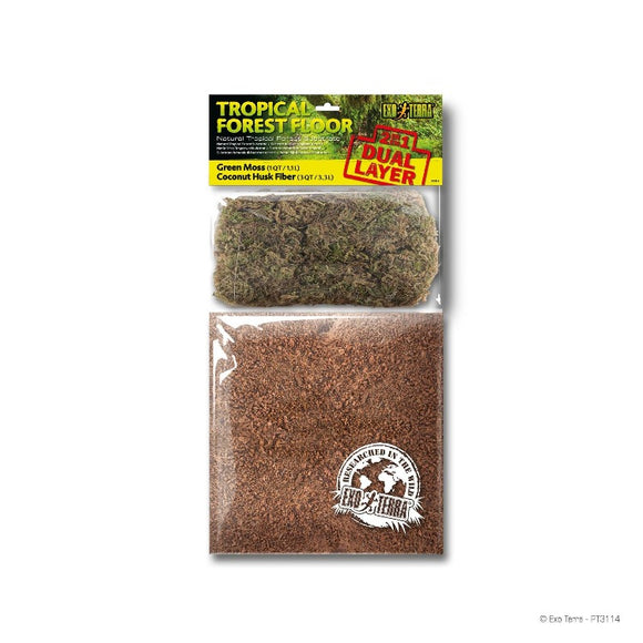 Exo Terra Tropical Forest Floor 4 QT, Tropical Terrarium Substrate green frog moss zoo med coconut husk fiber cco fiber pt3114 015561231145