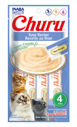Inaba Churu Purée Grain-Free Skin & Coat Lickable Cat Treat - Tuna