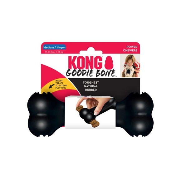 Kong Goodie Bone Extreme Dog Chew Toy black rubber 611932100128