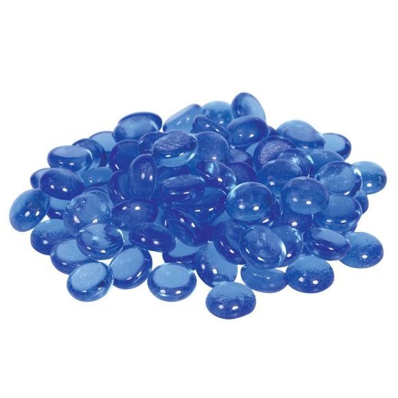Betta Decorative Flat Marbles, Blue - 100 pieces