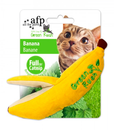 All For Paws Green Rush Canvas Banana Cat Toy - Infused with Catnip