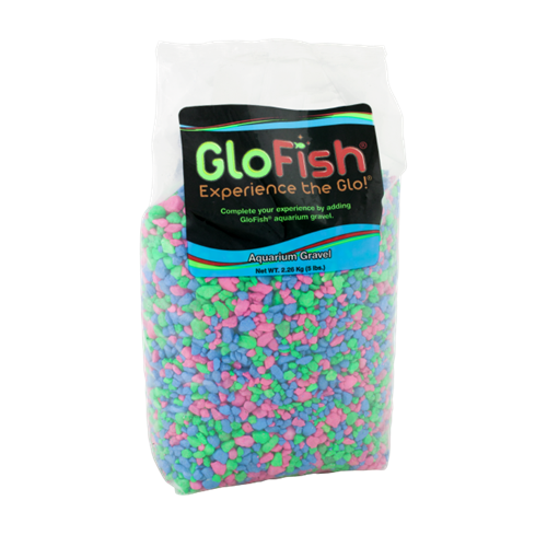 046798290858 GloFish Fluorescent Mix Aquarium Gravel 5 lb pound fish tank stones
