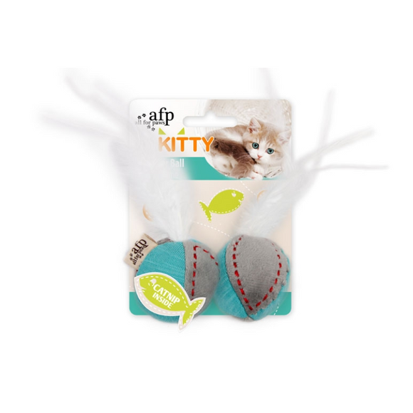 All For Paws Kitty Feather Balls Kitten Toy - Infused with Catnip