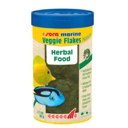 4001942450133 Sera Marine Veggie Flakes Nature Herbal Food 2.1 oz 60 g