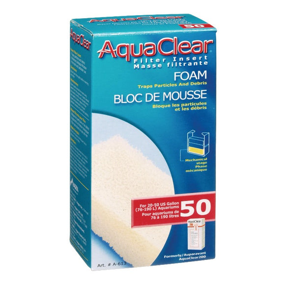 AquaClear 50 Foam Filter Insert A-613 FLuval  015561106139 aqua clear fluval 